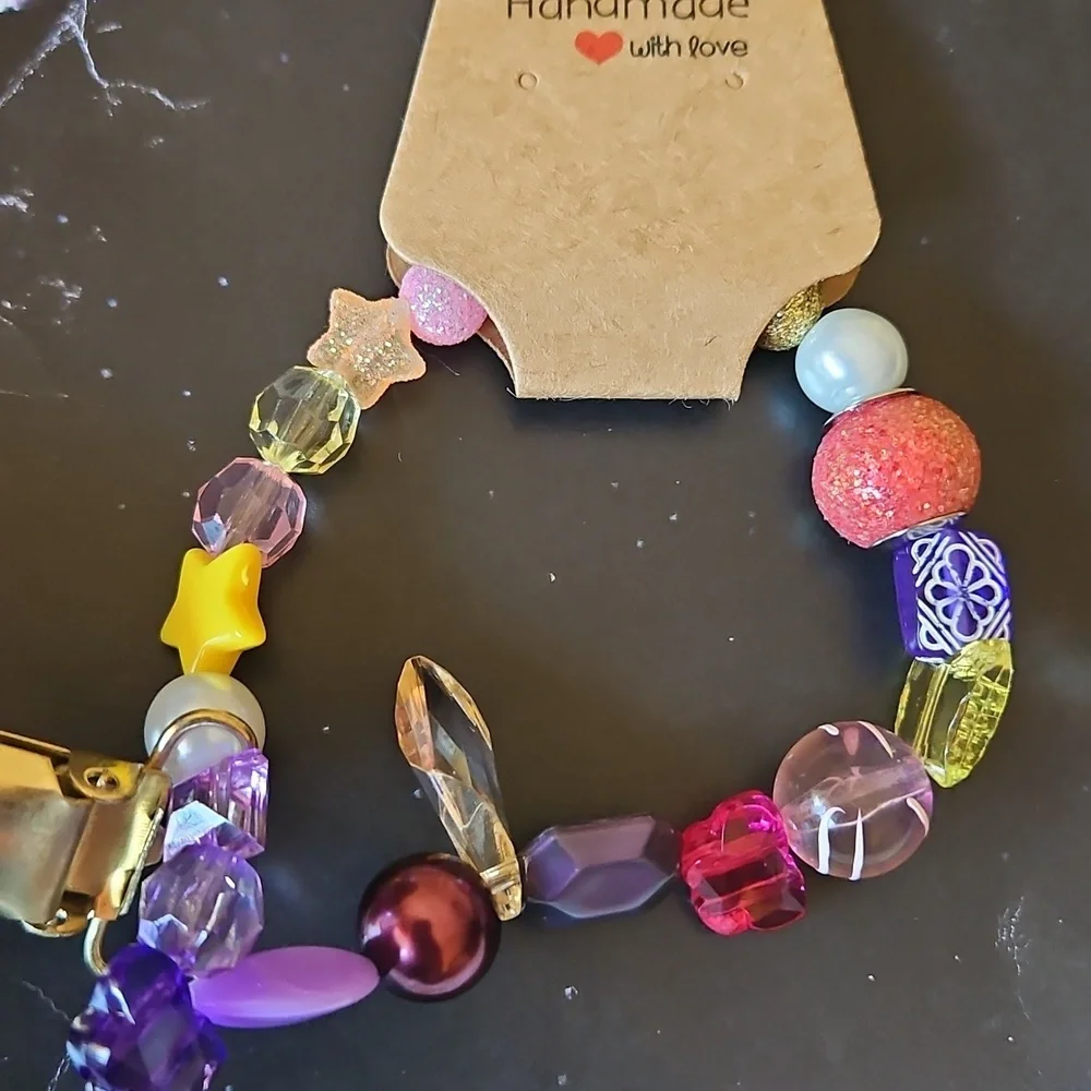 Handmade Bag Charm Accessory Colorful Beaded Bracelet stretchy kid's jewelry 4